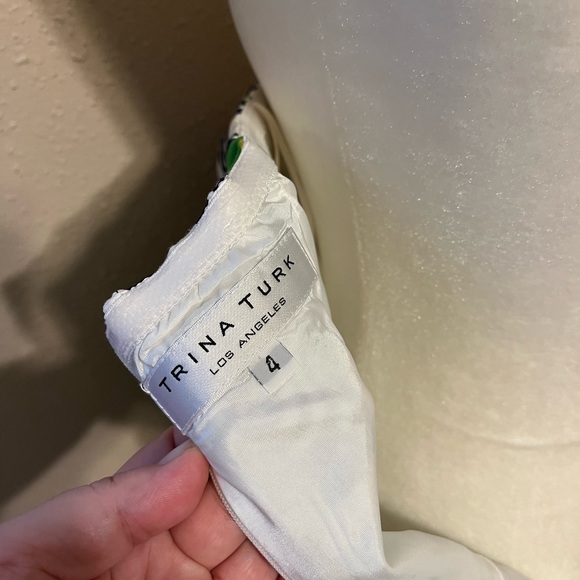 Sz 4 Trina Turk Green & Blue Strapless Sheath Mini Dress Mixed Pattern - Picture 14 of 17